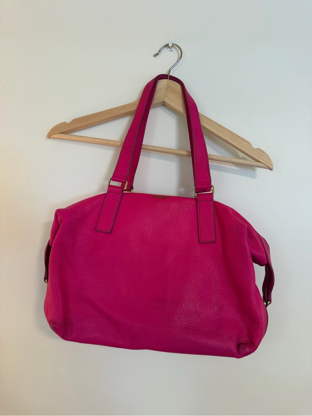 Fossil Hot Pink Fuchsia Pebbled Leather Satchel